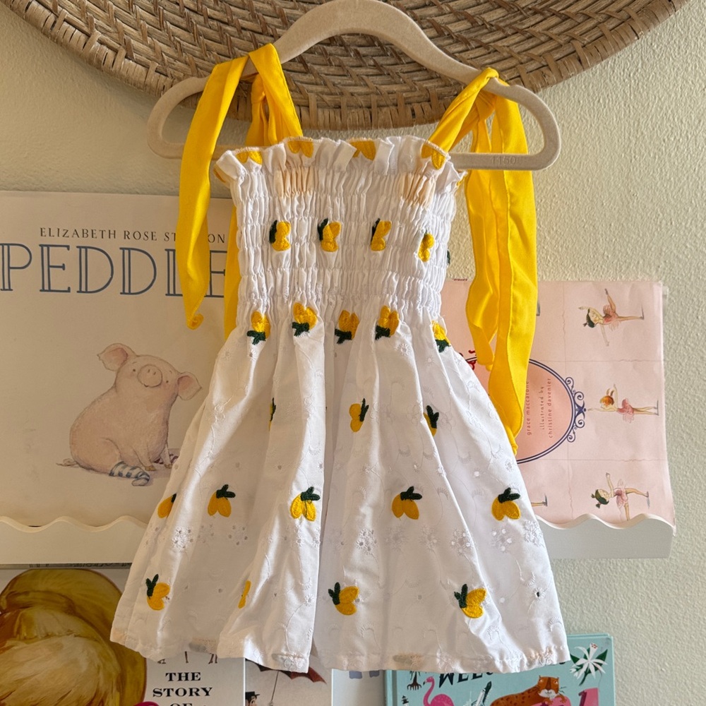 Charming White and Yellow Kids Dress